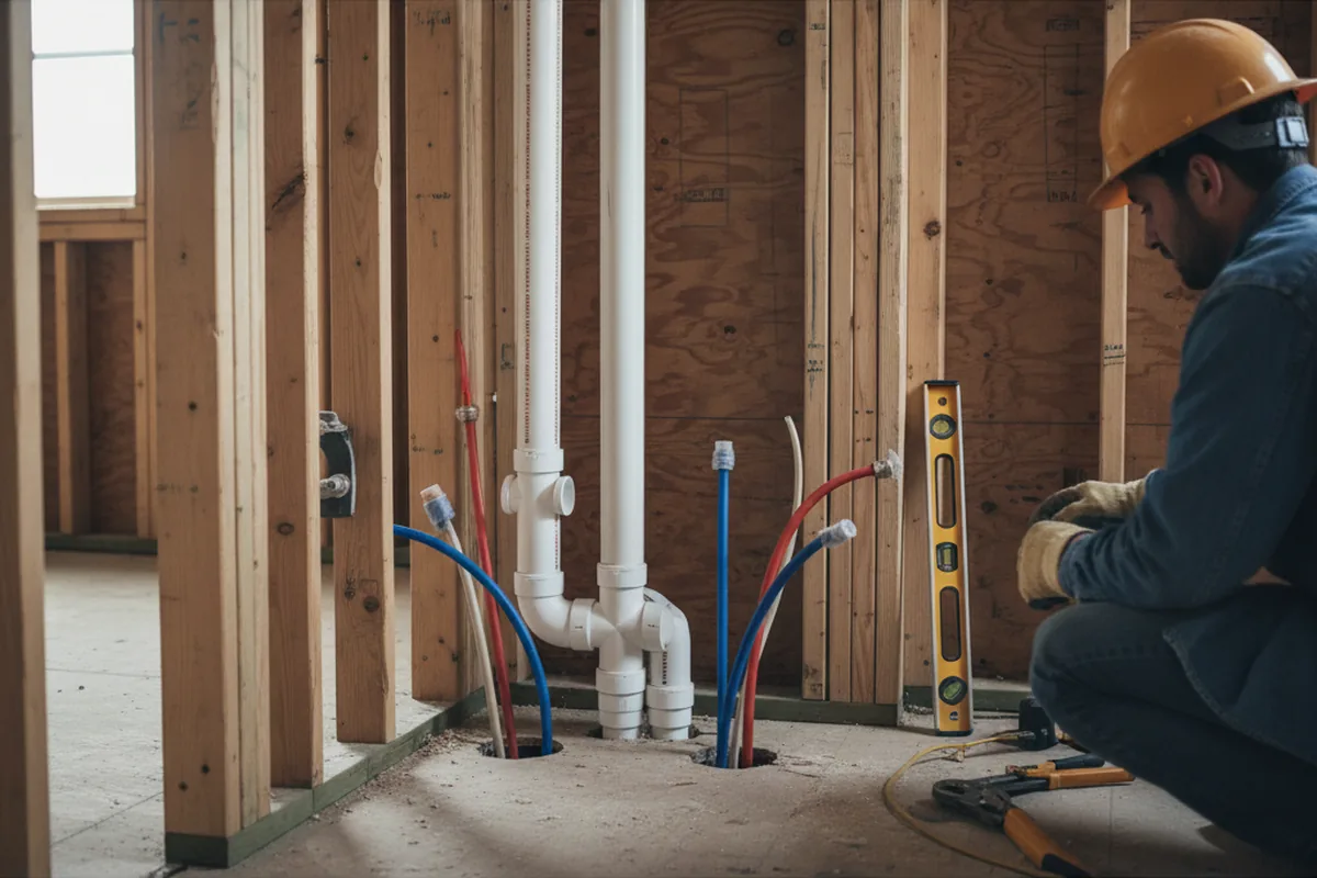 Drain and supply rough-in during Leak Detection in Warwick